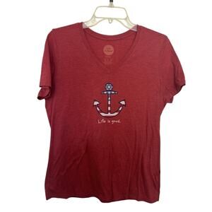 Life is Good Red White Blue USA Anchor Women’s Size Medium Nautical Patriotic